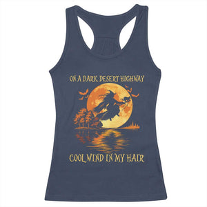 Funny Witch Racerback Tank Top On A Dark Desert Highway Cool Wind In My Hair TS10 Navy Print Your Wear