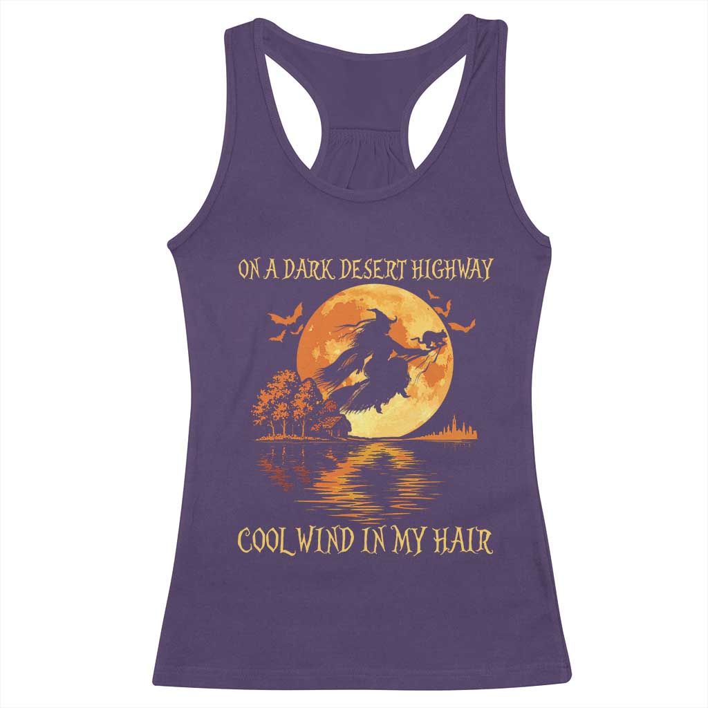 Funny Witch Racerback Tank Top On A Dark Desert Highway Cool Wind In My Hair TS10 Purple Print Your Wear