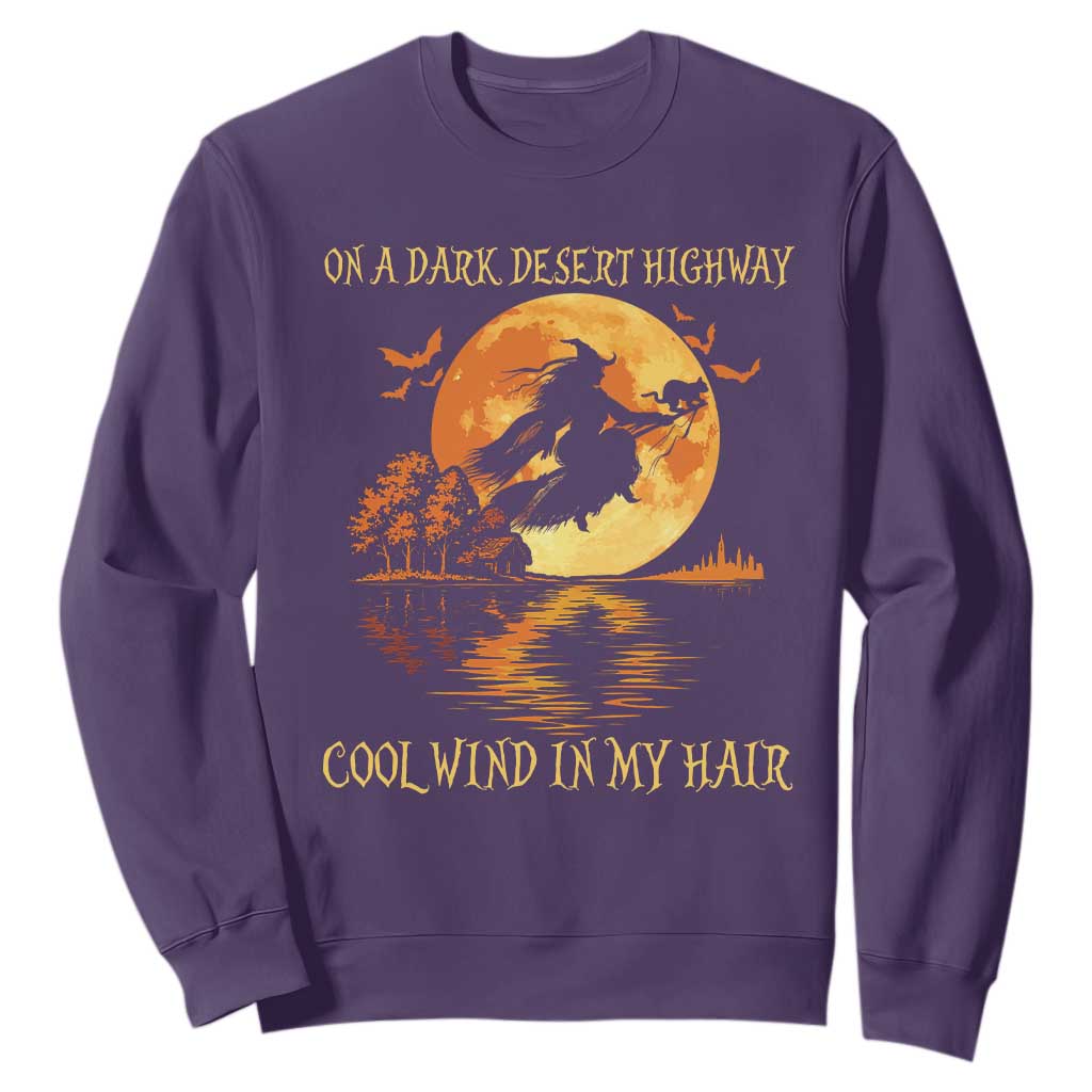 Funny Witch Sweatshirt On A Dark Desert Highway Cool Wind In My Hair TS10 Purple Print Your Wear
