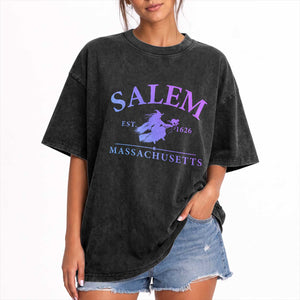 1692 They Missed One Washed Cotton T-Shirt Halloween Salem Witch Trials