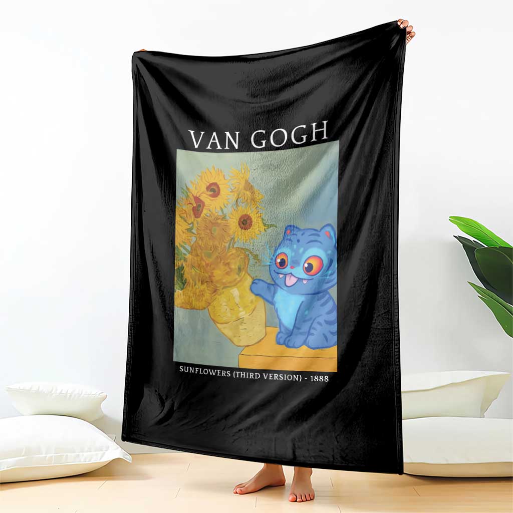 Van Gogh Kpop Fan Throw Blanket Blue Tiger Vintage Art Sunflower Cat TS10 Print Your Wear