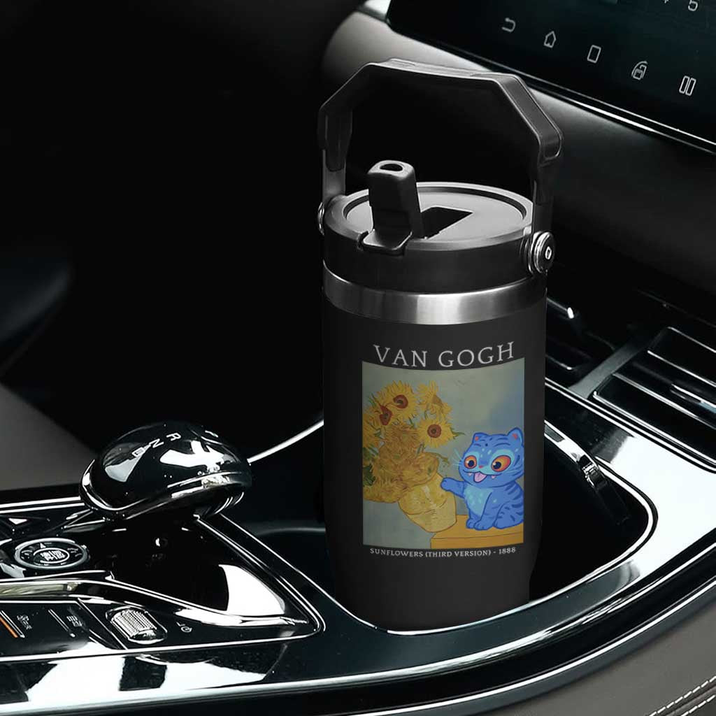 Van Gogh Kpop Fan Flip Straw Tumbler Blue Tiger Vintage Art Sunflower Cat TS10 Print Your Wear