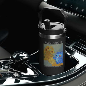 Van Gogh Kpop Fan Flip Straw Tumbler Blue Tiger Vintage Art Sunflower Cat TS10 Print Your Wear