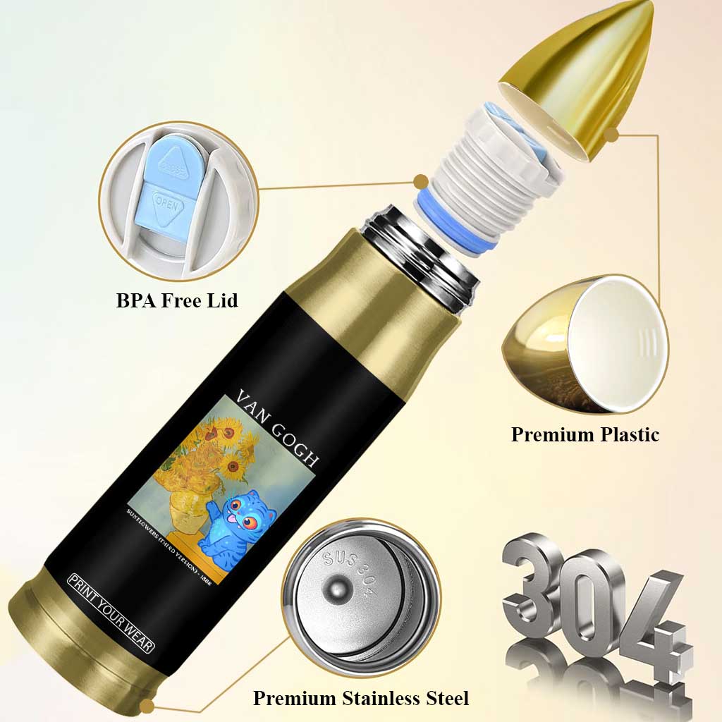 Van Gogh Kpop Fan Bullet Tumbler Blue Tiger Vintage Art Sunflower Cat TS10 Print Your Wear