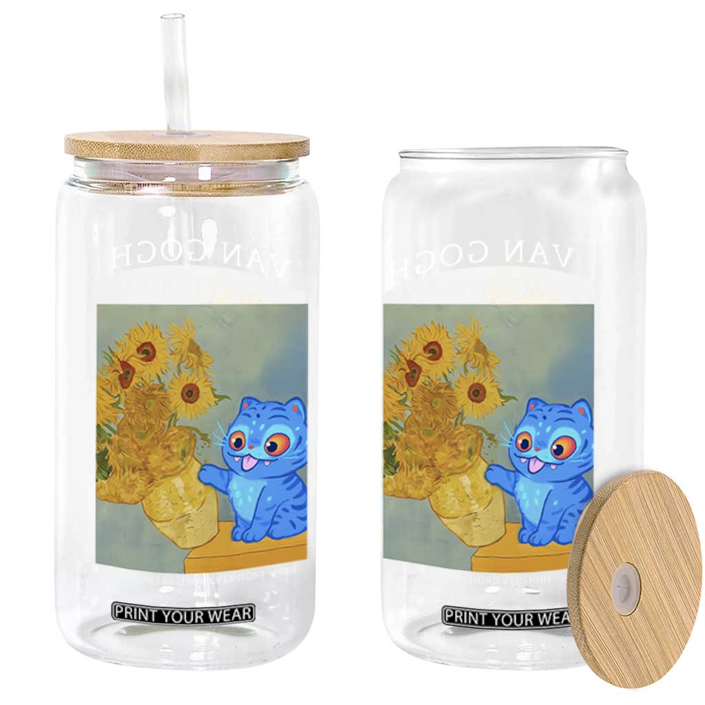 Van Gogh Kpop Fan Glass Can Blue Tiger Vintage Art Sunflower Cat TS10 Print Your Wear