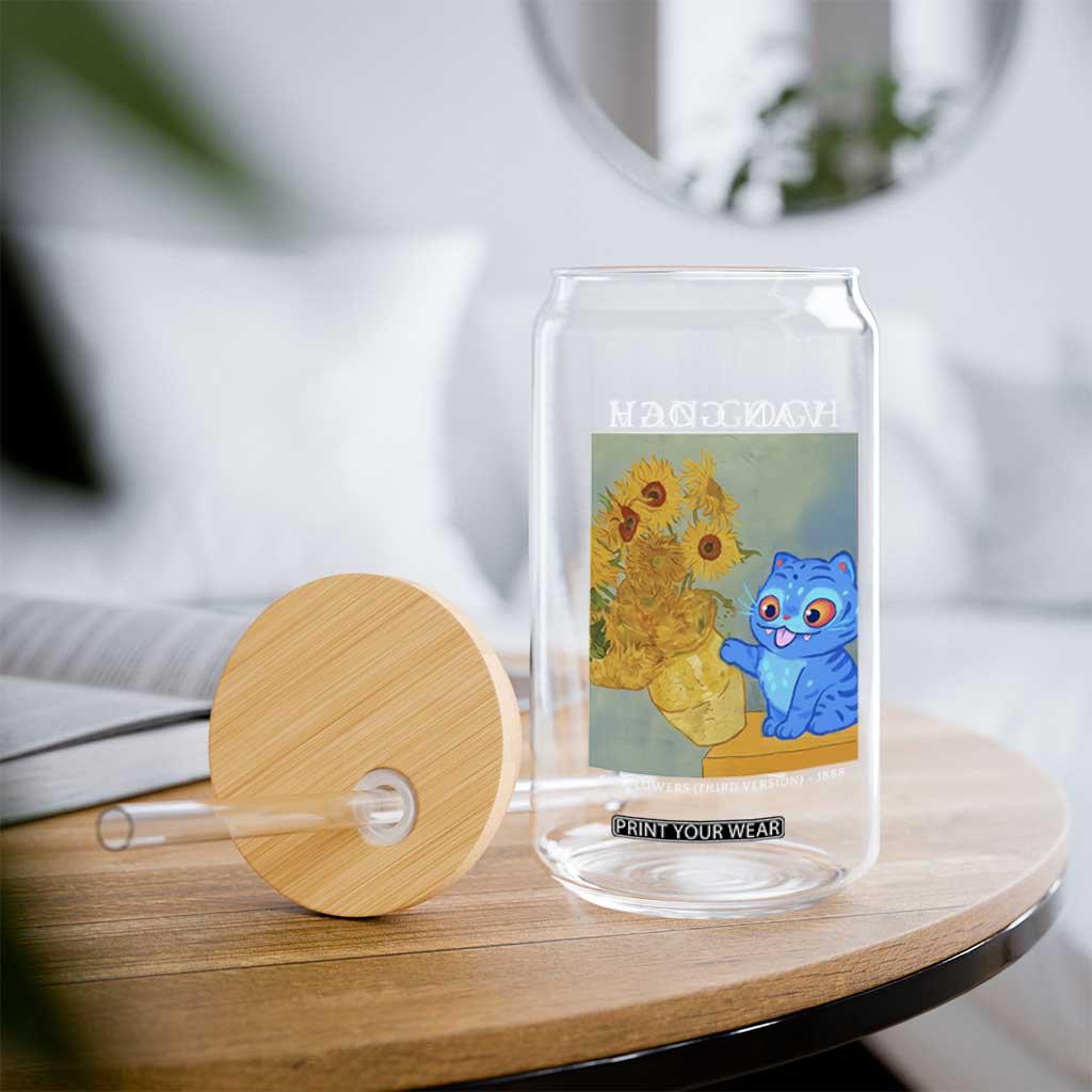 Van Gogh Kpop Fan Glass Can Blue Tiger Vintage Art Sunflower Cat TS10 Print Your Wear