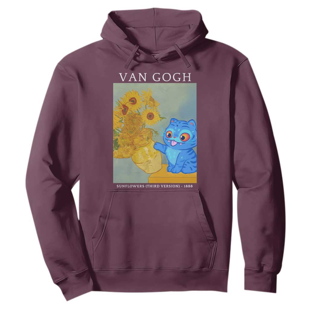Van Gogh Kpop Fan Hoodie Blue Tiger Vintage Art Sunflower Cat TS10 Maroon Print Your Wear