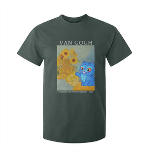 Van Gogh Kpop Fan T Shirt For Kid Blue Tiger Vintage Art Sunflower Cat TS10 Dark Forest Green Print Your Wear