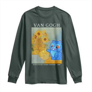 Van Gogh Kpop Fan Long Sleeve Shirt Blue Tiger Vintage Art Sunflower Cat TS10 Dark Forest Green Print Your Wear