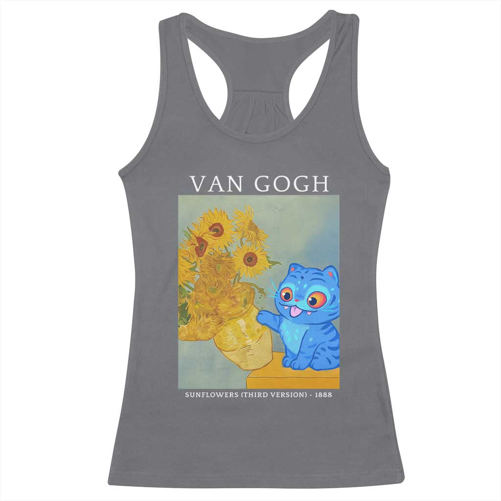 Van Gogh Kpop Fan Racerback Tank Top Blue Tiger Vintage Art Sunflower Cat TS10 Charcoal Print Your Wear