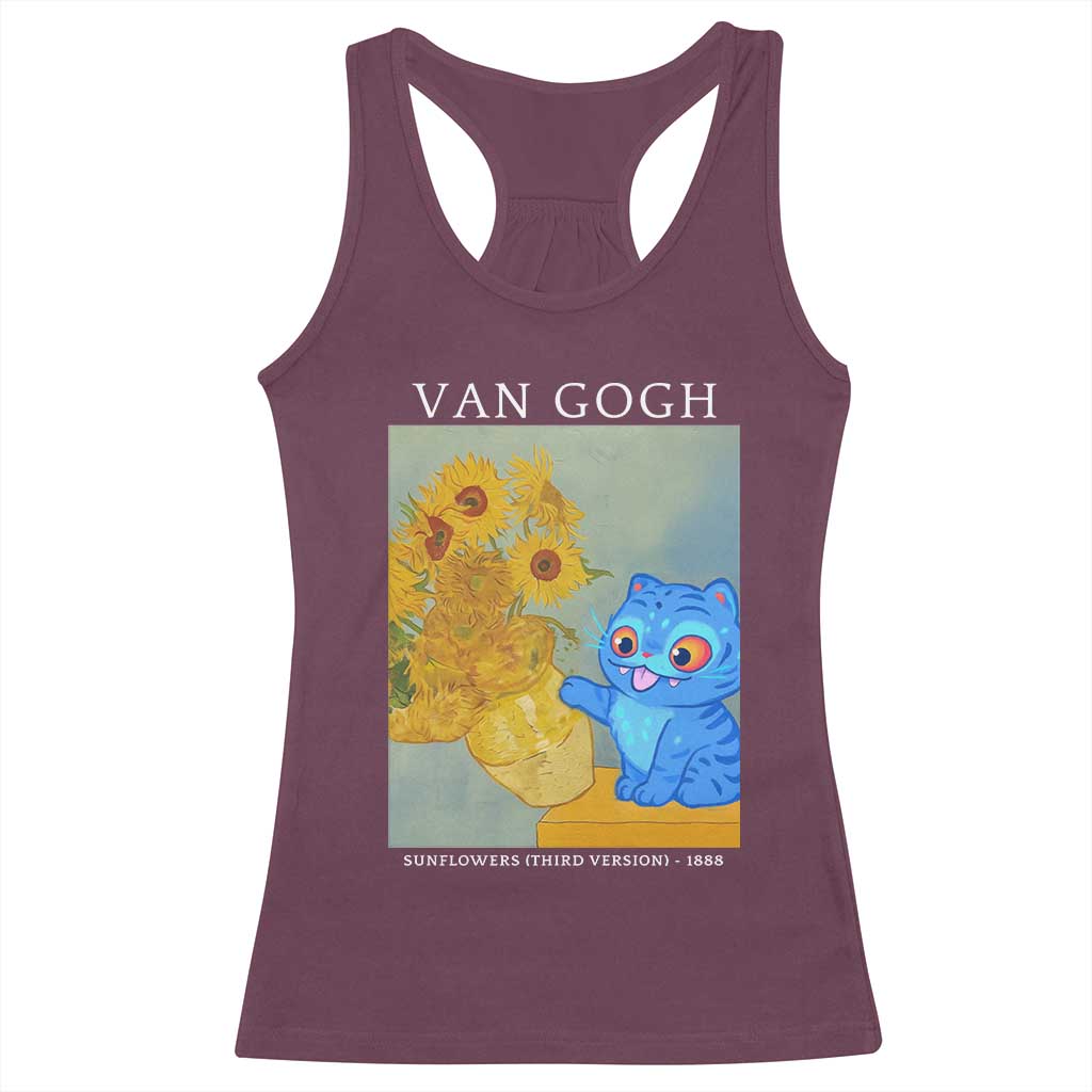 Van Gogh Kpop Fan Racerback Tank Top Blue Tiger Vintage Art Sunflower Cat TS10 Maroon Print Your Wear