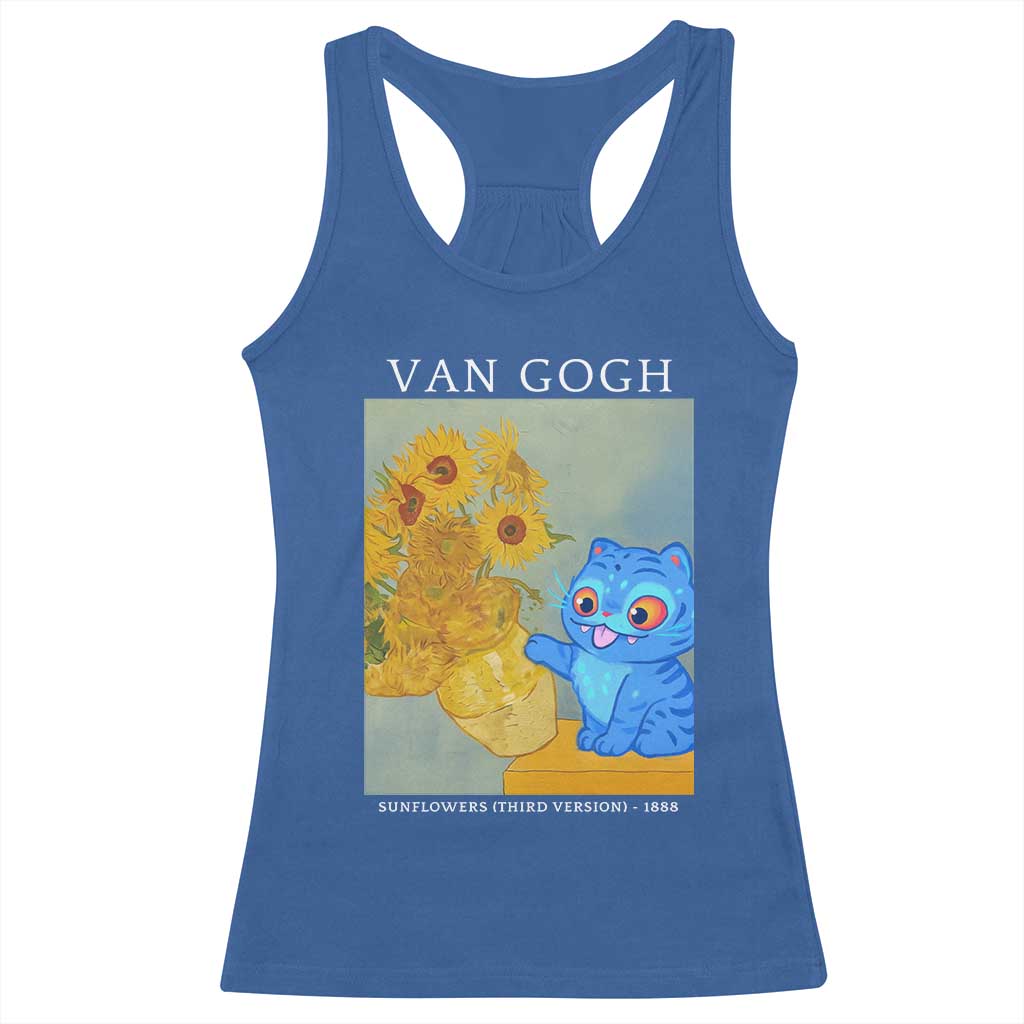 Van Gogh Kpop Fan Racerback Tank Top Blue Tiger Vintage Art Sunflower Cat TS10 Royal Blue Print Your Wear