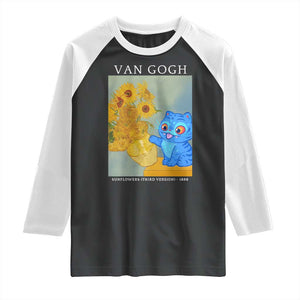 Van Gogh Kpop Fan Raglan Shirt Blue Tiger Vintage Art Sunflower Cat TS10 Black White Print Your Wear