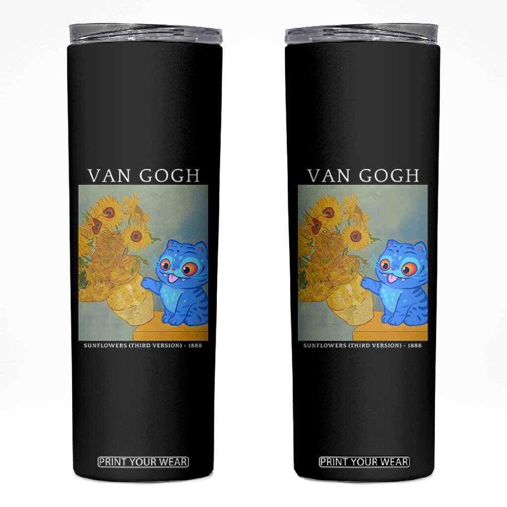 Van Gogh Kpop Fan Skinny Tumbler Blue Tiger Vintage Art Sunflower Cat TS10 Black Print Your Wear