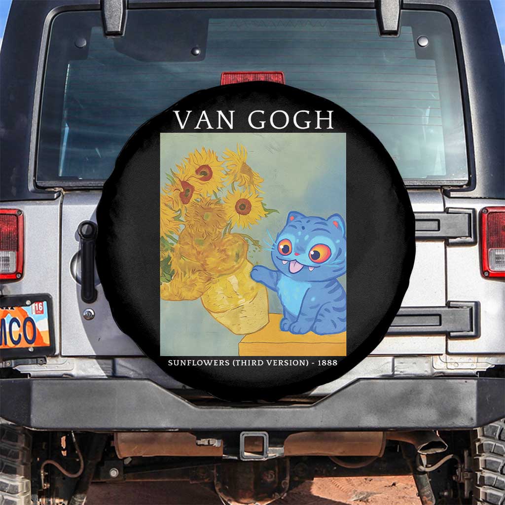 Van Gogh Kpop Fan Spare Tire Cover Blue Tiger Vintage Art Sunflower Cat TS10 No hole Black Print Your Wear