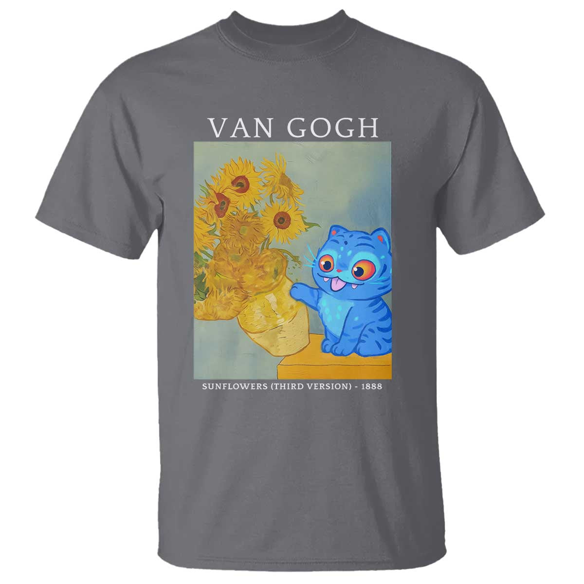Van Gogh Kpop Fan T Shirt Blue Tiger Vintage Art Sunflower Cat TS10 Charcoal Print Your Wear