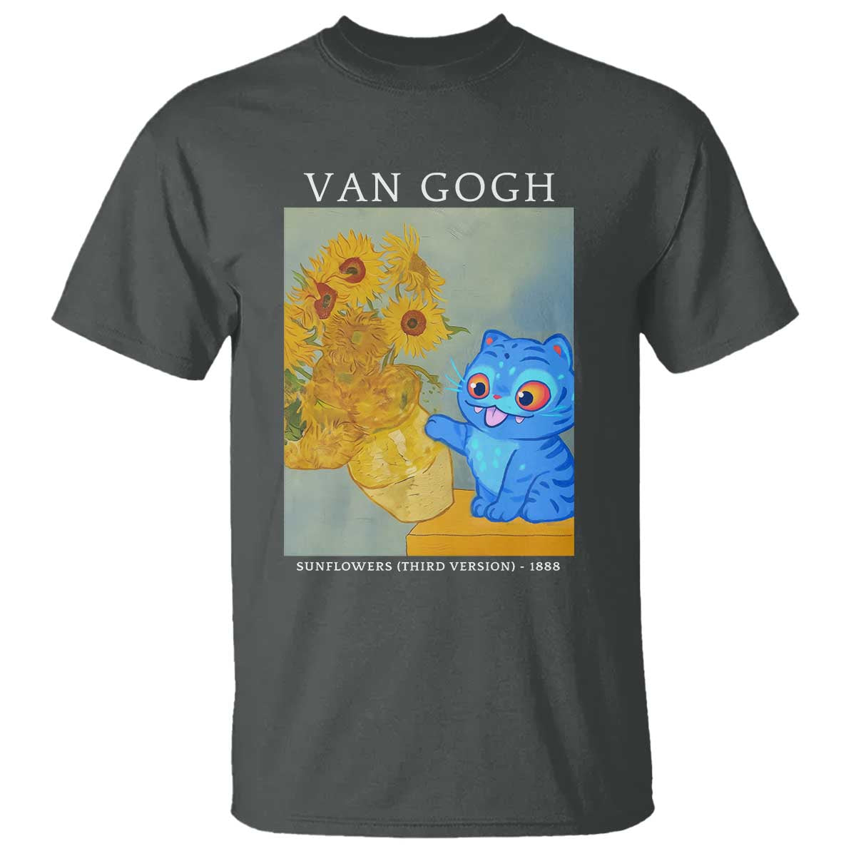 Van Gogh Kpop Fan T Shirt Blue Tiger Vintage Art Sunflower Cat TS10 Dark Heather Print Your Wear