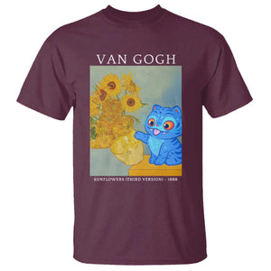 Van Gogh Kpop Fan T Shirt Blue Tiger Vintage Art Sunflower Cat TS10 Maroon Print Your Wear