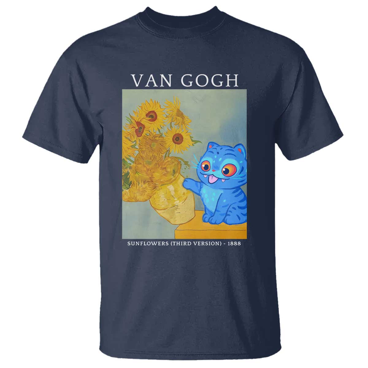 Van Gogh Kpop Fan T Shirt Blue Tiger Vintage Art Sunflower Cat TS10 Navy Print Your Wear