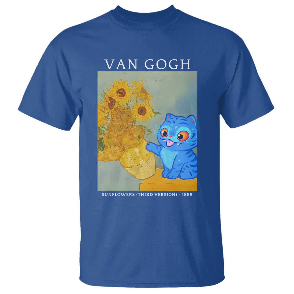 Van Gogh Kpop Fan T Shirt Blue Tiger Vintage Art Sunflower Cat TS10 Royal Blue Print Your Wear