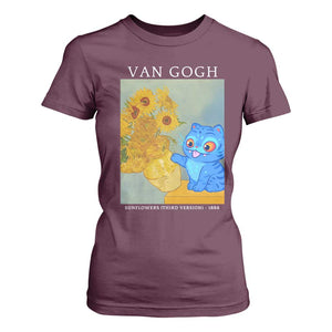 Van Gogh Kpop Fan T Shirt For Women Blue Tiger Vintage Art Sunflower Cat TS10 Maroon Print Your Wear