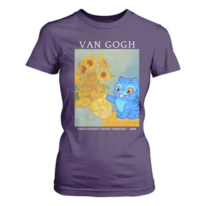 Van Gogh Kpop Fan T Shirt For Women Blue Tiger Vintage Art Sunflower Cat TS10 Purple Print Your Wear