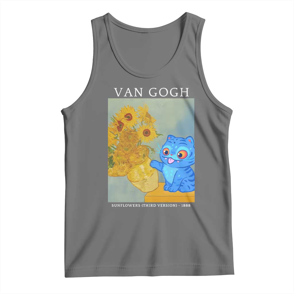 Van Gogh Kpop Fan Tank Top Blue Tiger Vintage Art Sunflower Cat TS10 Black Heather Print Your Wear