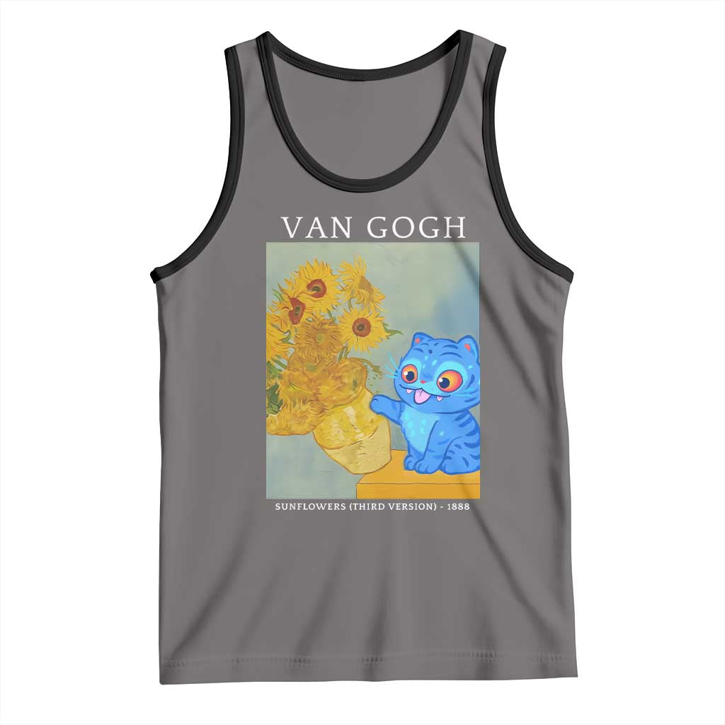Van Gogh Kpop Fan Tank Top Blue Tiger Vintage Art Sunflower Cat TS10 Deep Heather Black Print Your Wear