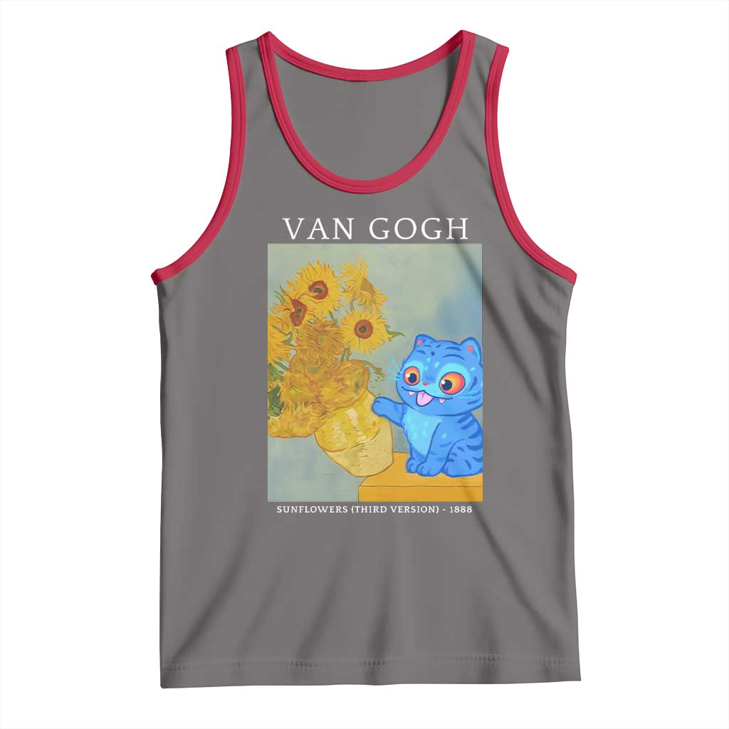 Van Gogh Kpop Fan Tank Top Blue Tiger Vintage Art Sunflower Cat TS10 Deep Heather Red Print Your Wear