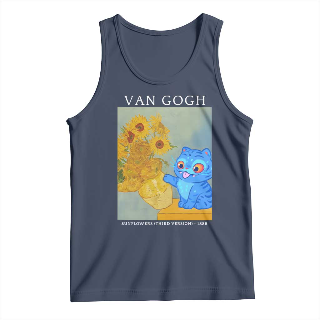Van Gogh Kpop Fan Tank Top Blue Tiger Vintage Art Sunflower Cat TS10 Navy Print Your Wear
