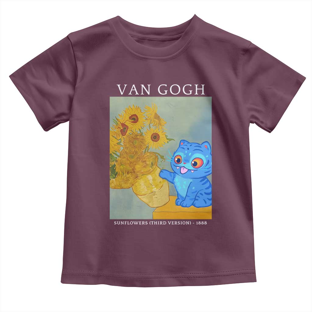 Van Gogh Kpop Fan Toddler T Shirt Blue Tiger Vintage Art Sunflower Cat TS10 Maroon Print Your Wear