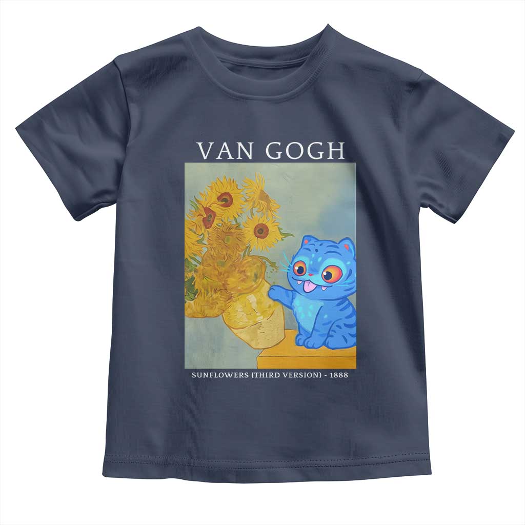 Van Gogh Kpop Fan Toddler T Shirt Blue Tiger Vintage Art Sunflower Cat TS10 Navy Print Your Wear