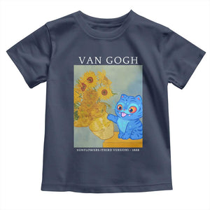 Van Gogh Kpop Fan Toddler T Shirt Blue Tiger Vintage Art Sunflower Cat TS10 Navy Print Your Wear