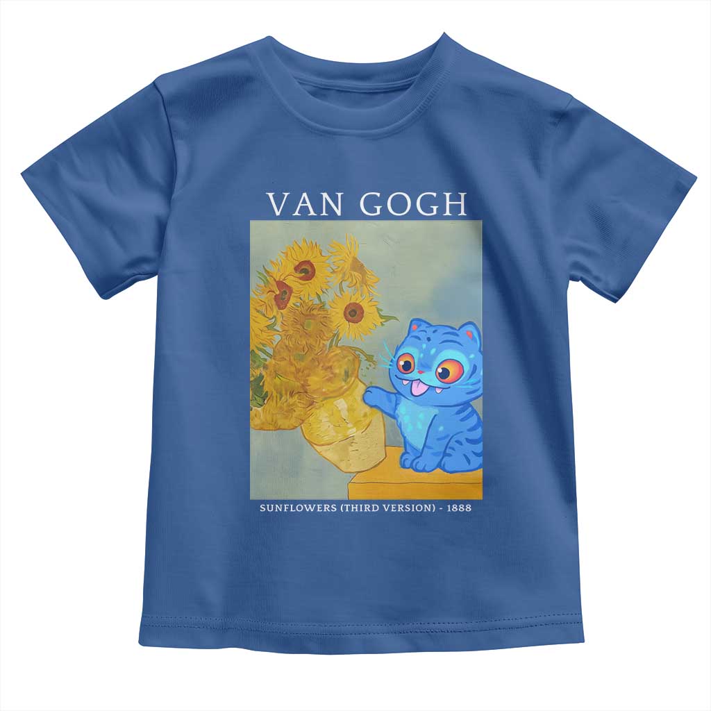 Van Gogh Kpop Fan Toddler T Shirt Blue Tiger Vintage Art Sunflower Cat TS10 Royal Blue Print Your Wear