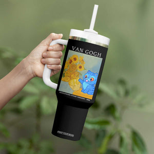 Van Gogh Kpop Fan Tumbler With Handle Blue Tiger Vintage Art Sunflower Cat TS10 Print Your Wear