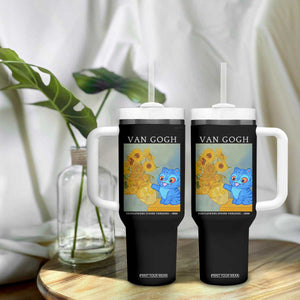 Van Gogh Kpop Fan Tumbler With Handle Blue Tiger Vintage Art Sunflower Cat TS10 Print Your Wear