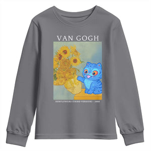 Van Gogh Kpop Fan Youth Sweatshirt Blue Tiger Vintage Art Sunflower Cat TS10 Charcoal Print Your Wear