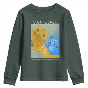 Van Gogh Kpop Fan Youth Sweatshirt Blue Tiger Vintage Art Sunflower Cat TS10 Dark Forest Green Print Your Wear