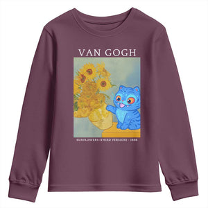 Van Gogh Kpop Fan Youth Sweatshirt Blue Tiger Vintage Art Sunflower Cat TS10 Maroon Print Your Wear