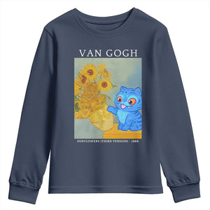 Van Gogh Kpop Fan Youth Sweatshirt Blue Tiger Vintage Art Sunflower Cat TS10 Navy Print Your Wear