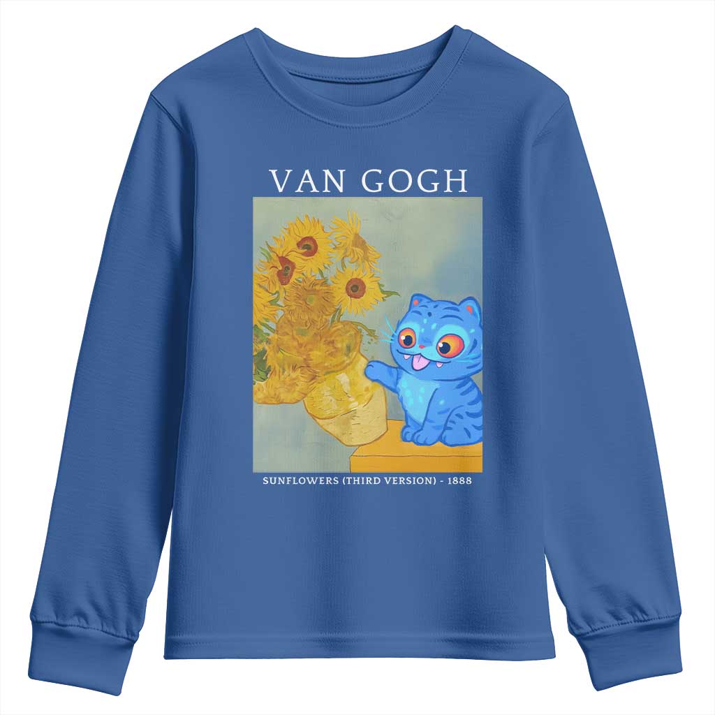 Van Gogh Kpop Fan Youth Sweatshirt Blue Tiger Vintage Art Sunflower Cat TS10 Royal Blue Print Your Wear