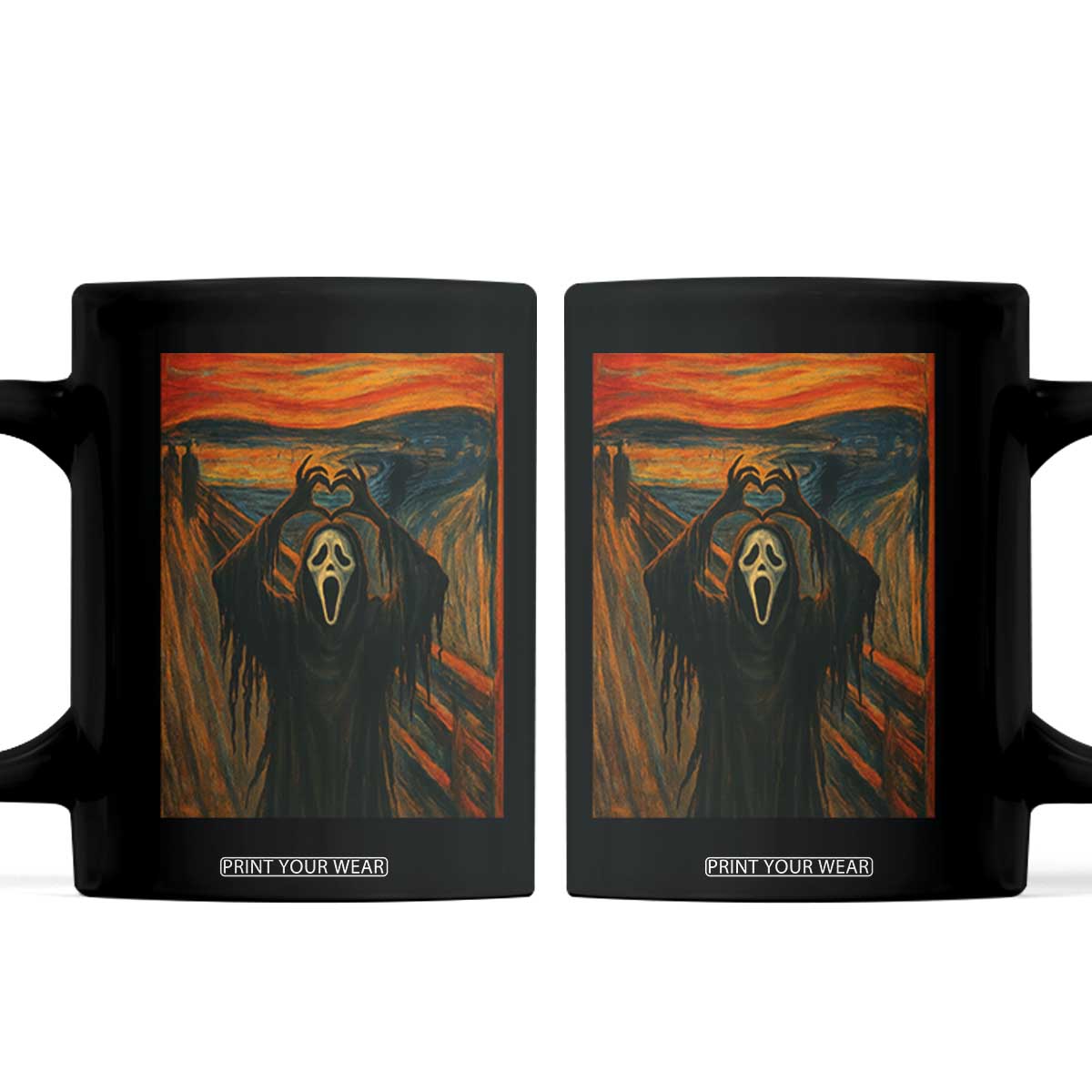 Ghost Heart Hands Coffee Mug Scary Face Horror Halloween TS10 Black Print Your Wear