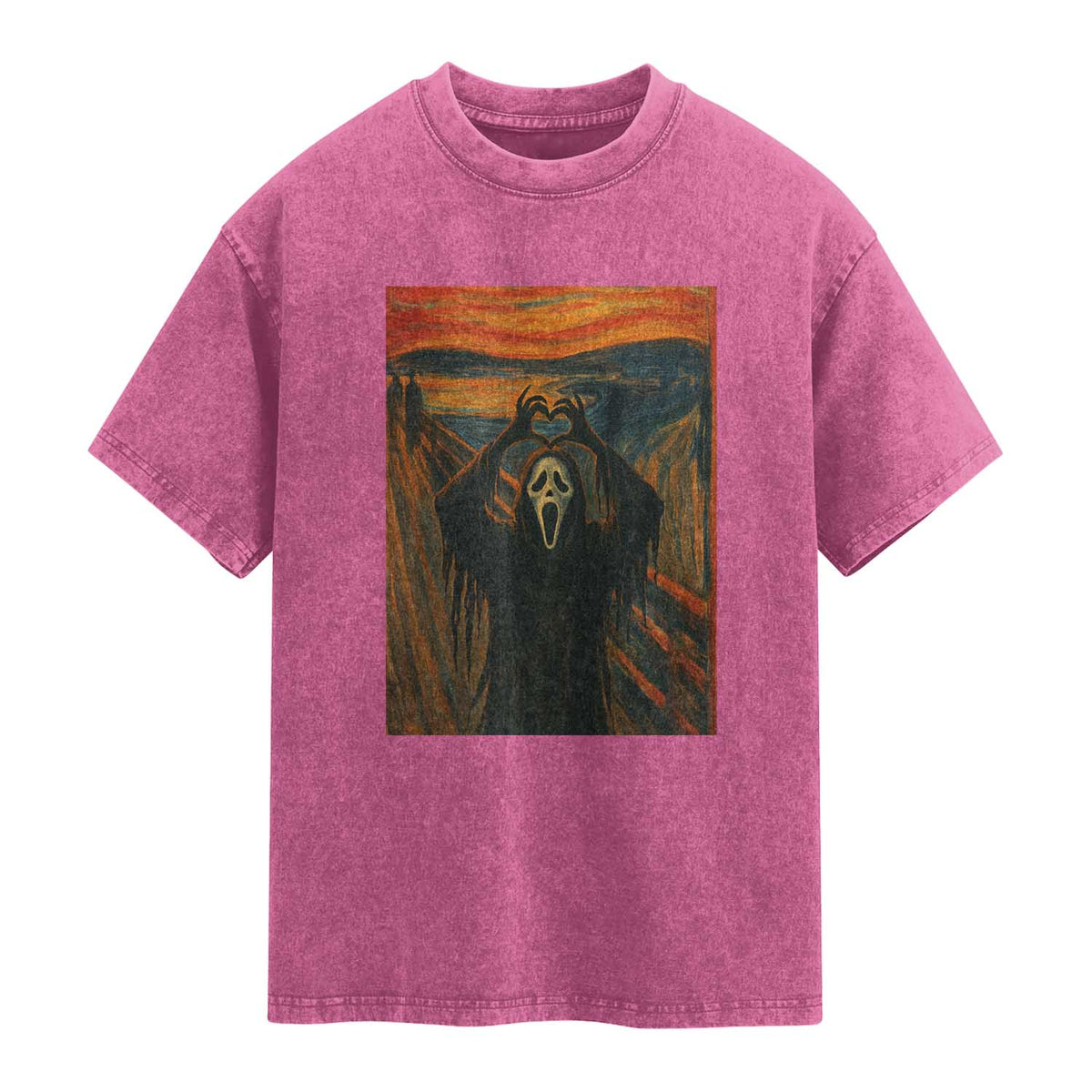 Ghost Heart Hands Washed Cotton T-Shirt Scary Face Horror Halloween