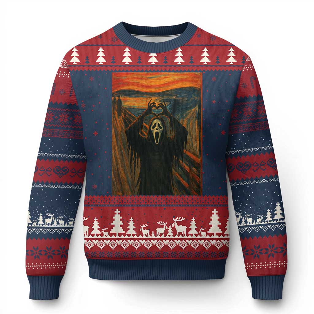 Ghost Heart Hands Ugly Christmas Sweater Scary Face Horror Halloween TS10 Navy Red Print Your Wear