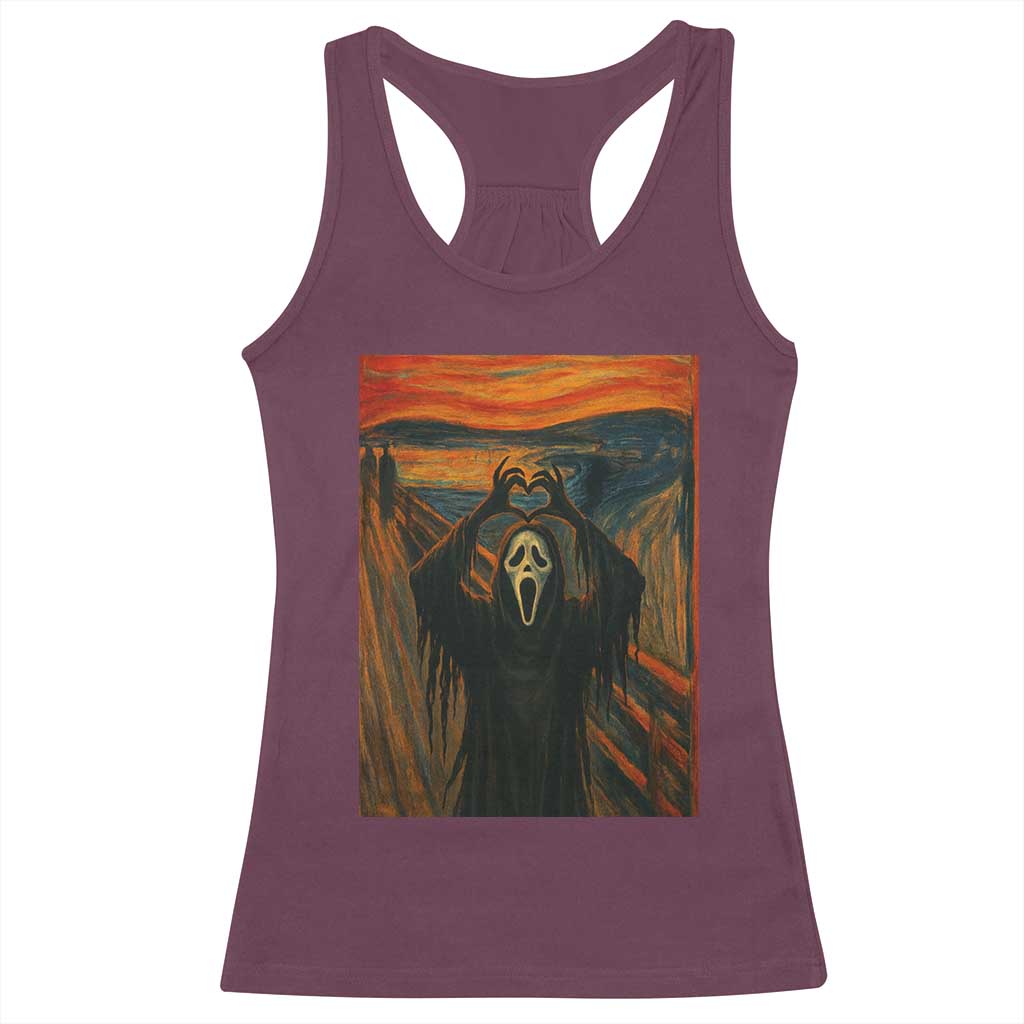 Ghost Heart Hands Racerback Tank Top Scary Face Horror Halloween TS10 Maroon Print Your Wear