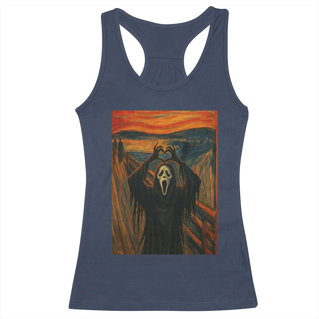 Ghost Heart Hands Racerback Tank Top Scary Face Horror Halloween TS10 Navy Print Your Wear