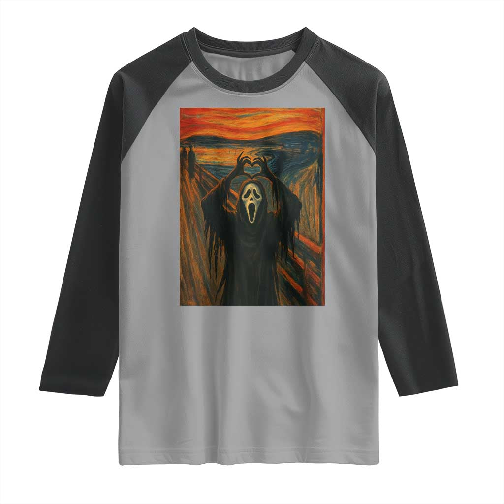 Ghost Heart Hands Raglan Shirt Scary Face Horror Halloween TS10 Sport Gray Black Print Your Wear