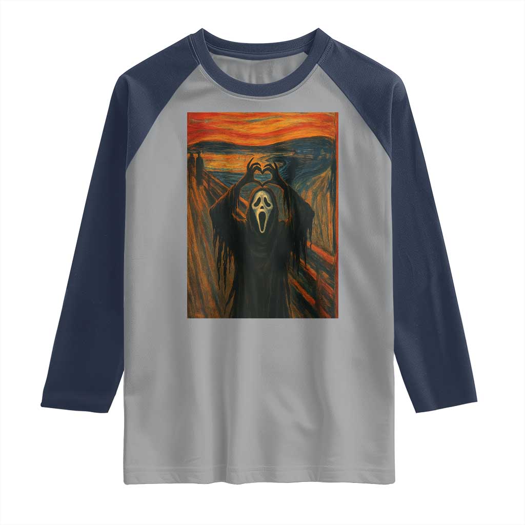 Ghost Heart Hands Raglan Shirt Scary Face Horror Halloween TS10 Sport Gray Navy Print Your Wear