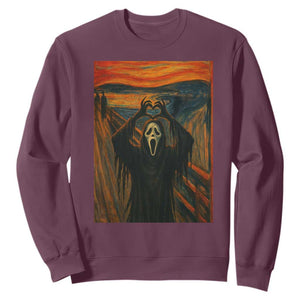 Ghost Heart Hands Sweatshirt Scary Face Horror Halloween TS10 Maroon Print Your Wear