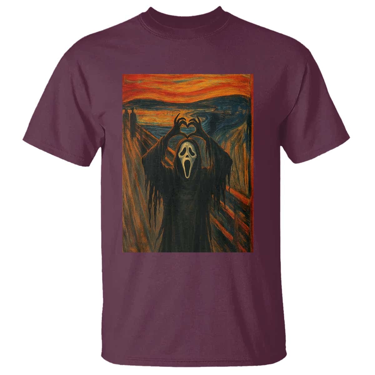 Ghost Heart Hands T Shirt Scary Face Horror Halloween TS10 Maroon Print Your Wear